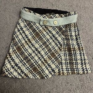 Zara Tweed Mini Skirt Blue